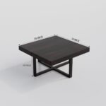 Coffee Table With 4 Stool | Square Centre Table With Stool | Center Table With 4 Stools For Living Room | Patio Table With 4 Puffy For Home | Walnut Finish, Pre Assembled - Image 6