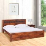 Amara Sheesham Wood(Rosewood) Queen Bed in Honey Colour