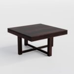 Coffee Table with 4 Stools | Square Centre Table with Stool | Dark Walnut, Pre Assembled - Image 6