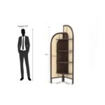 Corner Bookshelf with Cane Webbing, Wooden Display Shelf, Brown, 70 x 19 x 19 Inches, 4 Tier Storage Unit (Walnut) - Image 2