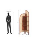 Corner Bookshelf with Cane Webbing, Wooden Display Shelf, Brown, 70 x 19 x 19 Inches, 4 Tier Storage Unit (Honey) - Image 2