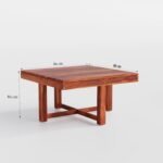 Coffee Table with 4 Stool | Square Centre Table with Stool | Center Table with 4 Stools for Living Room | Patio Table with 4 Puffy for Home | Honey Finish, Pre Assembled - Image 5