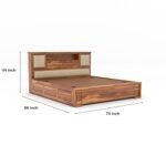 King Size Bed with Storage for Bedroom - Wooden King Size Cot Bed - Double Bed with Headboard Storage Furniture for Home (Teak Finish) - Image 2