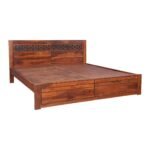 Amara Sheesham Wood(Rosewood) Queen Bed in Honey Colour - Image 3