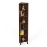 Corner Shelf Bookshelf Cabinet Book Rack Organizer with Shelves for Storage Décor Display Cabinet Floor Standing for Living Room Home Library (Brown Maple) - Image 2