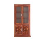 Glass Door for Home Library Solid Wood Bookcase Wooden Crockery Cabinet for Kitchen Book Shelf (Natural Finish) - Image 3