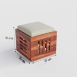 Coffee Table with 4 Stool | Square Centre Table with Stool | Center Table with 4 Stools for Living Room | Patio Table with 4 Puffy for Home | Honey Finish, Pre Assembled - Image 3