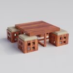 Coffee Table with 4 Stool | Square Centre with Stools | for Living Room Honey Finish, Pre Assembled - Image 6