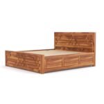 Wood King Size Bed with Box Storage for Bedroom Living Room | Solid Wood Bed Hotel | Rosewood Palang Cot | Double Bed (Honey, King Size) - Image 4