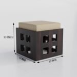 Coffee Table With 4 Stool | Square Centre Table With Stool | Center Table With 4 Stools For Living Room | Patio Table With 4 Puffy For Home | Walnut Finish, Pre Assembled - Image 4