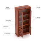Glass Door for Home Library Solid Wood Bookcase Wooden Crockery Cabinet for Kitchen Book Shelf (Natural Finish) - Image 4