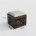 Coffee Table with 4 Stools | Square Centre Table with Stool | Dark Walnut, Pre Assembled - Image 3