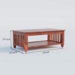 Centre Table, Coffee Table For Living Room, Wooden Sofa Center Table With Shelf Storage for Home & Office | Rosewood, Honey Finish, Pre Assembled & Ready To Use - Image 2