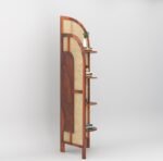 Corner Bookshelf with Cane Webbing, Wooden Display Shelf, Brown, 70 x 19 x 19 Inches, 4 Tier Storage Unit (Honey) - Image 5