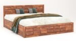 King Size Bed with Box Storage | Wooden Double Bed Cot Palang Furniture for Bedroom Living Room and Home (Honey Finish) - Image 6