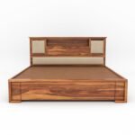 King Size Bed with Storage for Bedroom - Wooden King Size Cot Bed - Double Bed with Headboard Storage Furniture for Home (Teak Finish) - Image 4