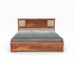 King Size Bed with Storage for Bedroom - Wooden King Size Cot Bed - Double Bed with Headboard Storage Furniture for Home (Teak Finish) - Image 3