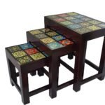 Ceramic Tile Nested Table/Nesting Table Set of 3 / Wooden Nesting Stool/Nested Stool Set