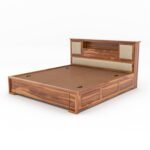 King Size Bed with Storage for Bedroom - Wooden King Size Cot Bed - Double Bed with Headboard Storage Furniture for Home (Teak Finish) - Image 7