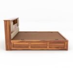 King Size Bed with Storage for Bedroom - Wooden King Size Cot Bed - Double Bed with Headboard Storage Furniture for Home (Teak Finish) - Image 6