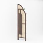 Corner Bookshelf with Cane Webbing, Wooden Display Shelf, Brown, 70 x 19 x 19 Inches, 4 Tier Storage Unit (Walnut) - Image 5