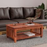 Centre Table, Coffee Table For Living Room, Wooden Sofa Center Table With Shelf Storage for Home & Office | Rosewood, Honey Finish, Pre Assembled & Ready To Use
