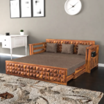Sofa Cum Bed with Mattresses for Home Living Room 3 Seater Double Solid Wood Pull Out Sofa Cum Bed (Finish Color - Honey F Delivery Condition - DIY(Do-It-Yourself))
