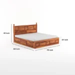 King Size Bed/Cot For BedRoom/Guest Room/Hotel King Box Bed/Cot Solid Wood King Box Bed, 187.96 cm x 210.82 cm (6.17 ft x 6.92 ft) (Finish Color - Honey, - Image 6