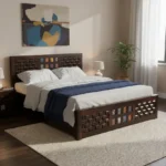 King Size BED For Bedroom/ Hotel | Solid Wood King Box Bed Solid Wood King Box Bed, 205.74 cm x 190.5 cm (6.75 ft x 6.25 ft) (Finish Color - Walnut, Delivery Condition - DIY(Do-It-Yourself))