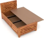 Single Size For Bedroom/ Hotel | Solid Wood Box Bed Solid Wood Single Box Bed, 96.52 cm x 213.36 cm (3.17 ft x 7.0 ft) (Finish Color - New Honey, Delivery Condition - DIY(Do-It-Yourself)) - Image 4