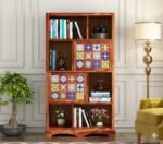 Book Shelf with 2 Door and Multiple Shelf/Wooden Bookshelf for Home Library. Open Bookcase Books Rack Book Stand for Home (Honey Teak)