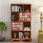 Book Shelf with 2 Door and Multiple Shelf/Wooden Bookshelf for Home Library. Open Bookcase Books Rack Book Stand for Home (Honey Teak)