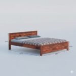 Queen Size Bed Without Storage | Double Bed Cot for Bedroom | Palang Double Bed for Home | Wooden Double cot for Living Room | Rosewood, Honey - Image 2