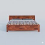 Queen Size Bed Without Storage | Double Bed Cot for Bedroom | Palang Double Bed for Home | Wooden Double cot for Living Room | Rosewood, Honey - Image 4