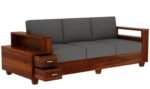 Wooden 5 Seater Sofa Set for Living Room | Home (Natural Teak Finish) - Image 4